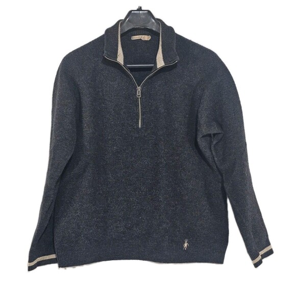 Smartwool Sweater Mens XL Heather Blue Merino Wool Blend 1/4 Zip Pullover - Picture 2 of 11
